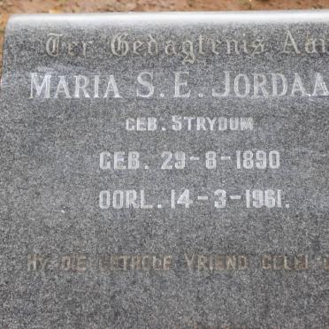 JORDAAN Maria S.E. nee STRYDOM 1890-1961