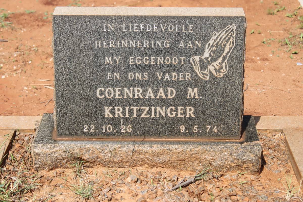 KRITZINGER Coenraad M. 1926-1974