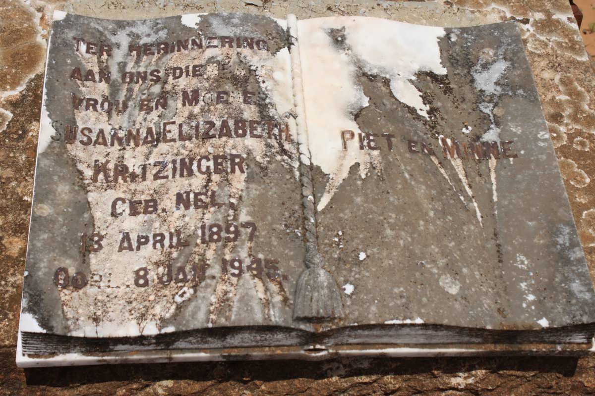 KRITZINGER Susanna Elizabeth nee NEL 1897-1945