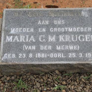 KRUGER Maria G.M. nee VAN DER MERWE 1881-1967