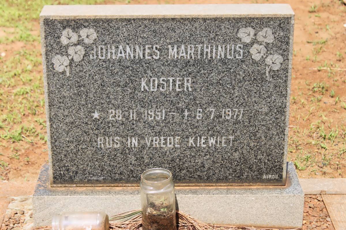 KOSTER Johannes Marthinus 1951-1977