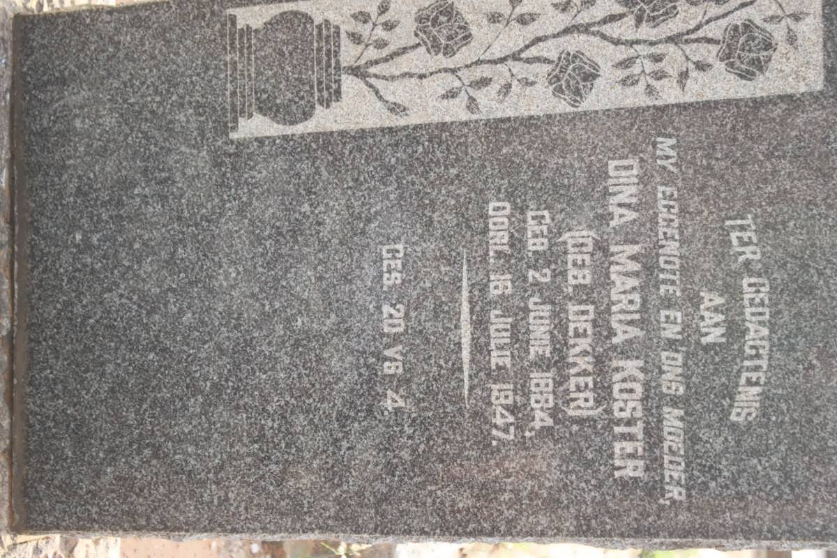 KOSTER Dina Maria nee DEKKER 1884-1947