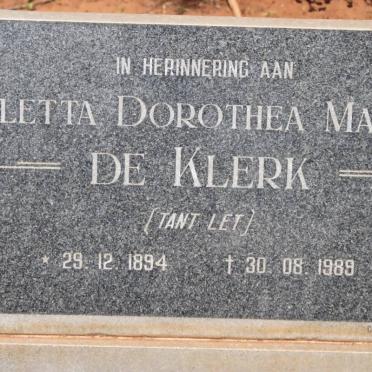 KLERK Aletta Dorothea Maria, de 1894-1989