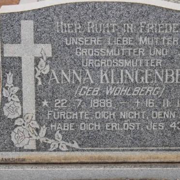 KLINGENBERG Anna nee WOHLBERG 1888-1980