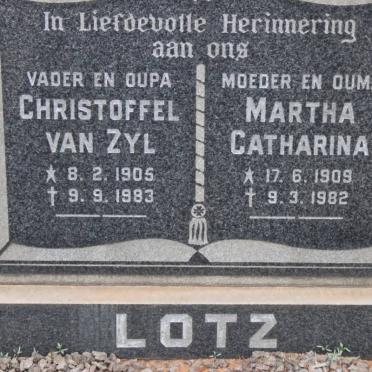 LOTZ Christoffel Van Zyl 1905-1983 &amp; Martha Catharina 1909-1982