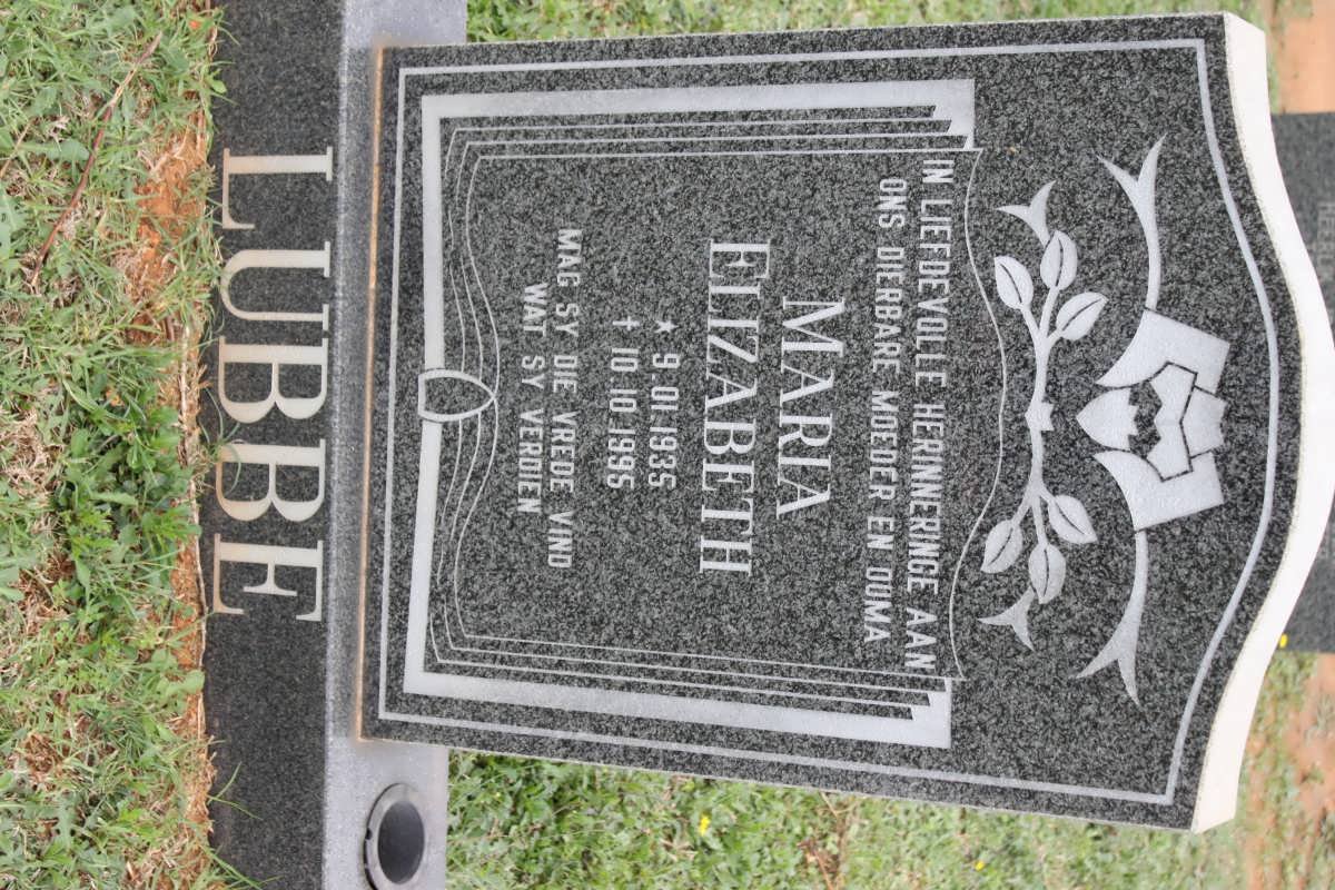 LUBBE Maria Elizabeth 1935-1995