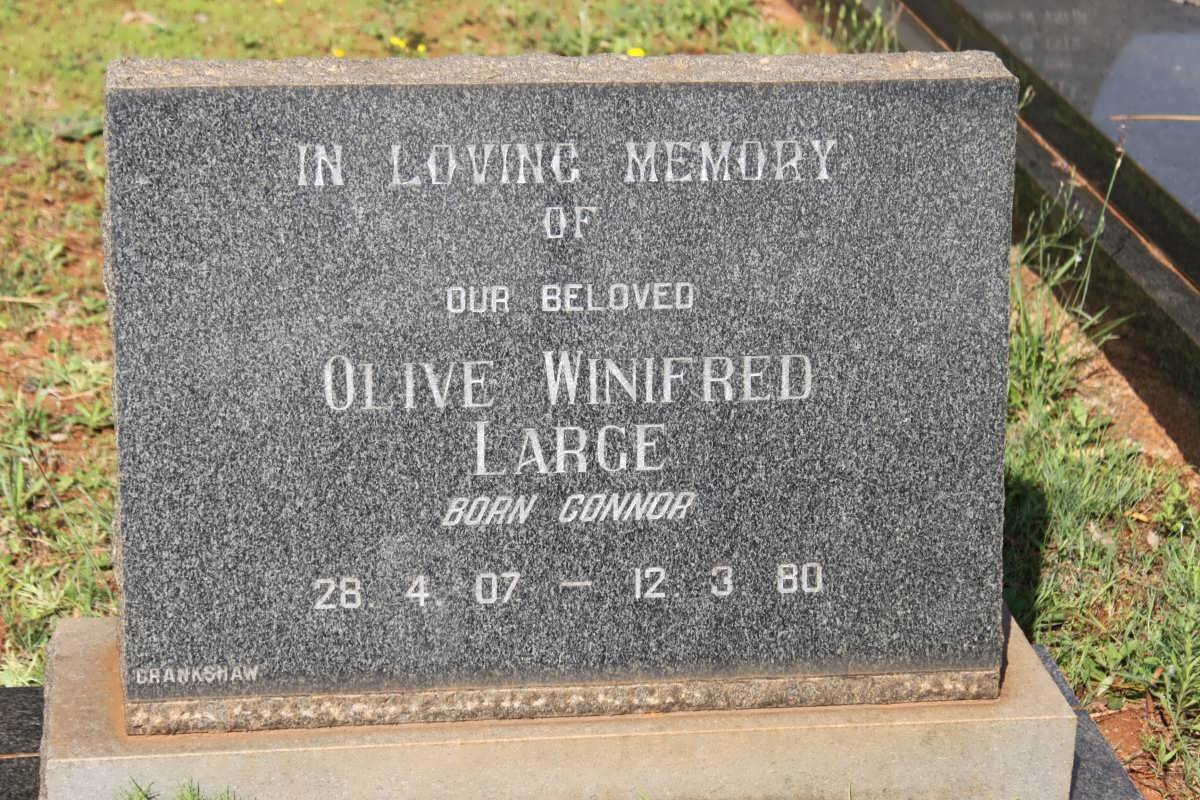 LARGE Olive Winifred nee CONNOR 1907-1980