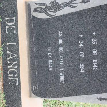 LANGE Pieter A., de 1942-1994