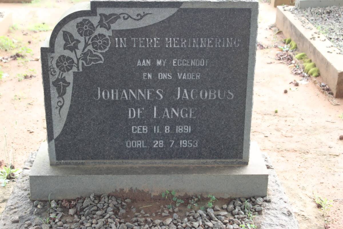 LANGE Johannes Jacobus, de 1891-1953