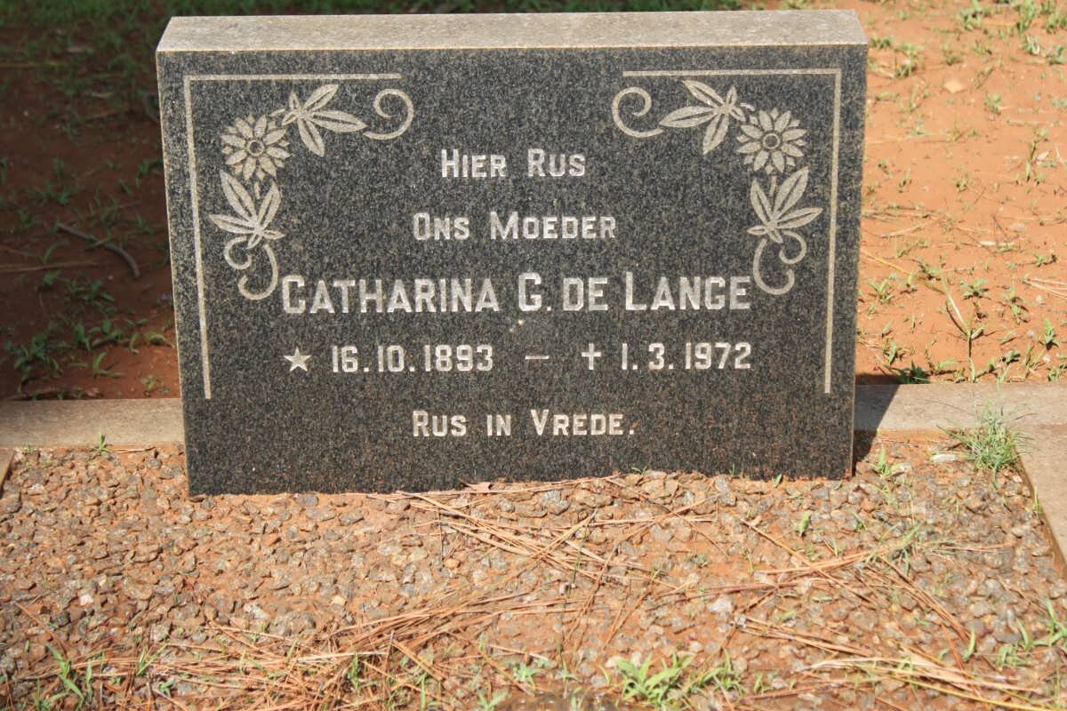 LANGE Catharina G., de 1893-1972