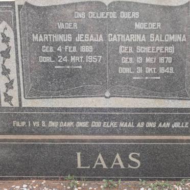 LAAS Marthinus Jesaja 1869-1957 &amp; Catharina Salomina SCHEEPERS 1870-1948