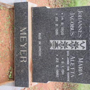 MEYER Johannes Jacobus 1905-1981 &amp; Maria Aletta JANSE VAN VUUREN 1911-1992