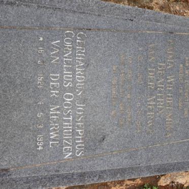 MERWE Gerhardus Josephus Cornelius Oosthuizen, van der 1921-1994 &amp; Emma Wilhelmina Beatrix 19??-19??