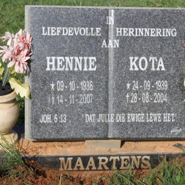 MAARTENS Hennie 1936-2007 &amp; Kota 1939-2004