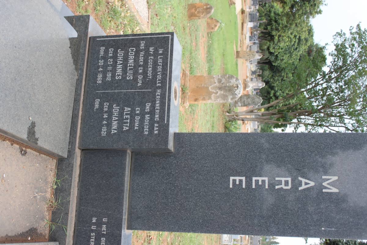 MAREE Cornelius Johannes 1912-1968 &amp; Aletta Johanna 1921-