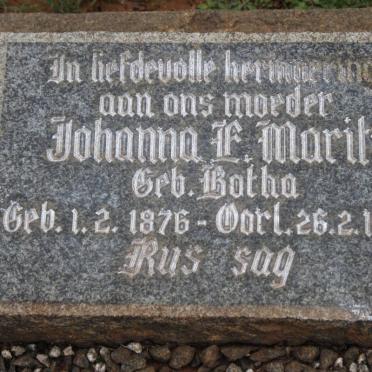 MARITZ Johanna E. nee BOTHA 1876-1960
