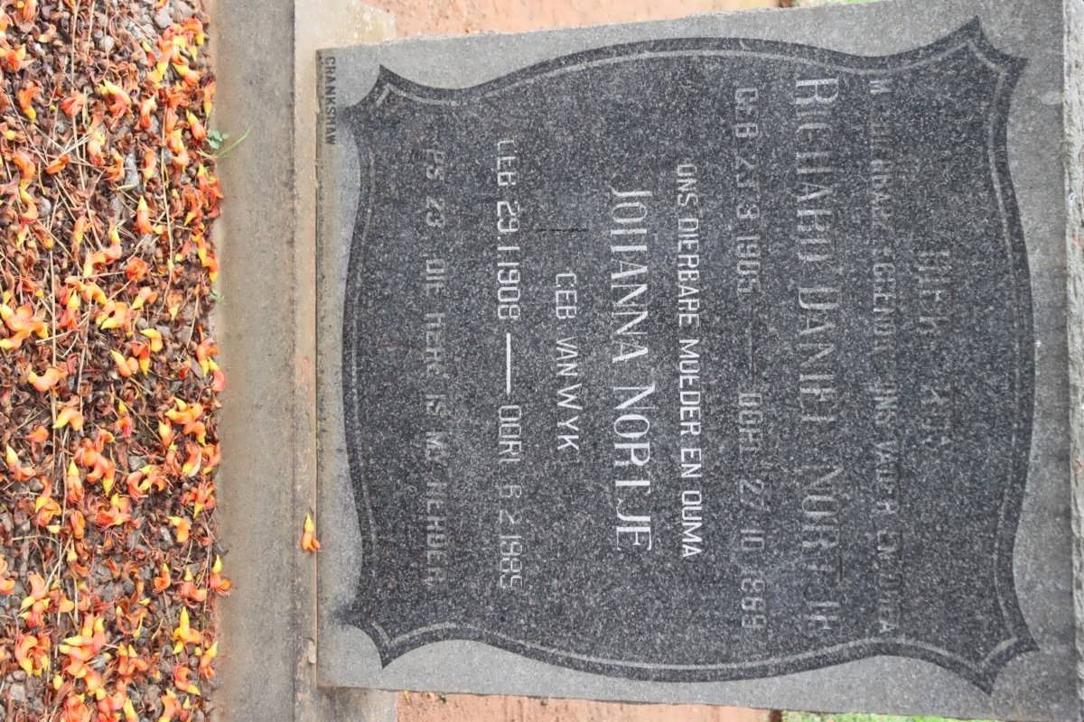 NORTJE Richard Daniel 1905-1969 &amp; Johanna VAN WYK 1908-1999