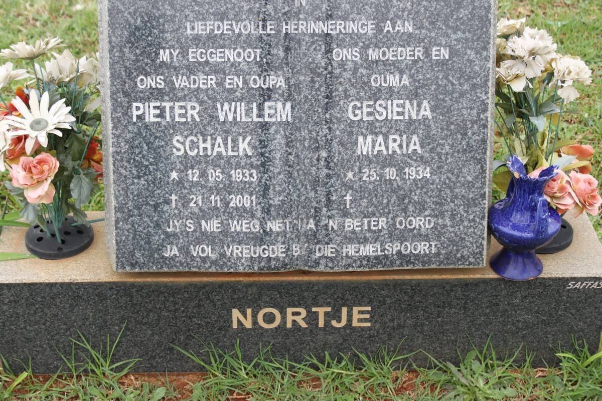 NORTJE Pieter Willem Schalk 1933-2001 &amp; Gesiena Maria 1934-