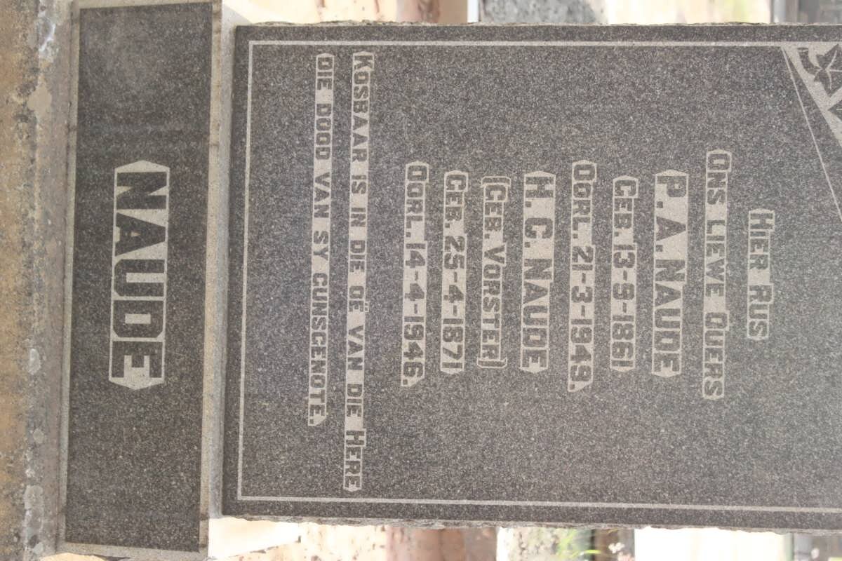 NAUDE P.A. 1861-1949 &amp; H.C. VORSTER 1871-1946