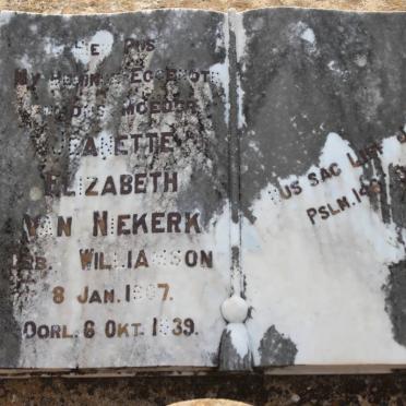 NIEKERK Jeanette Elizabeth, van nee WILLIAMSON 1907-1939