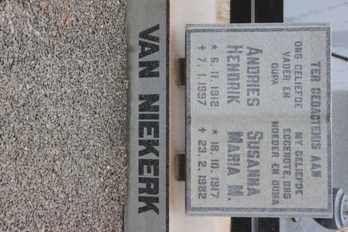 NIEKERK Andries Hendrik, van 1912-1997 &amp; Susanna Maria M. 1917-1982