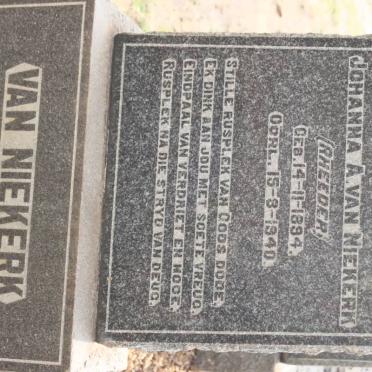 NIEKERK Johanna A. nee RHEEDER 1894-1940