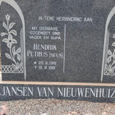 NIEUWENHUIZEN Hendrik Petrus, Jansen van 1918-1981