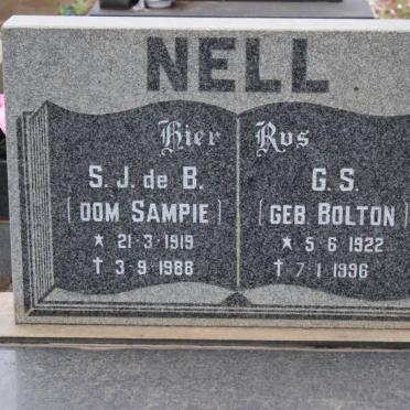 NELL S.J. de B. 1919-1988 &amp; G.S. BOLTON 1922-1996