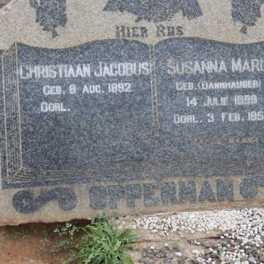 OPPERMAN Christiaan Jacobus 1892- &amp; Susanna Maria DANNHAUSER 1899-1959