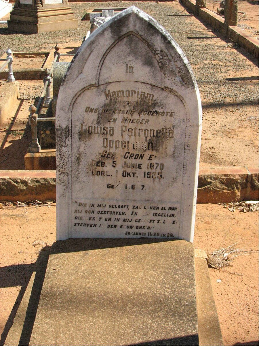 OPPERMAN Louisa Petronella nee CRONJE 1870-1925