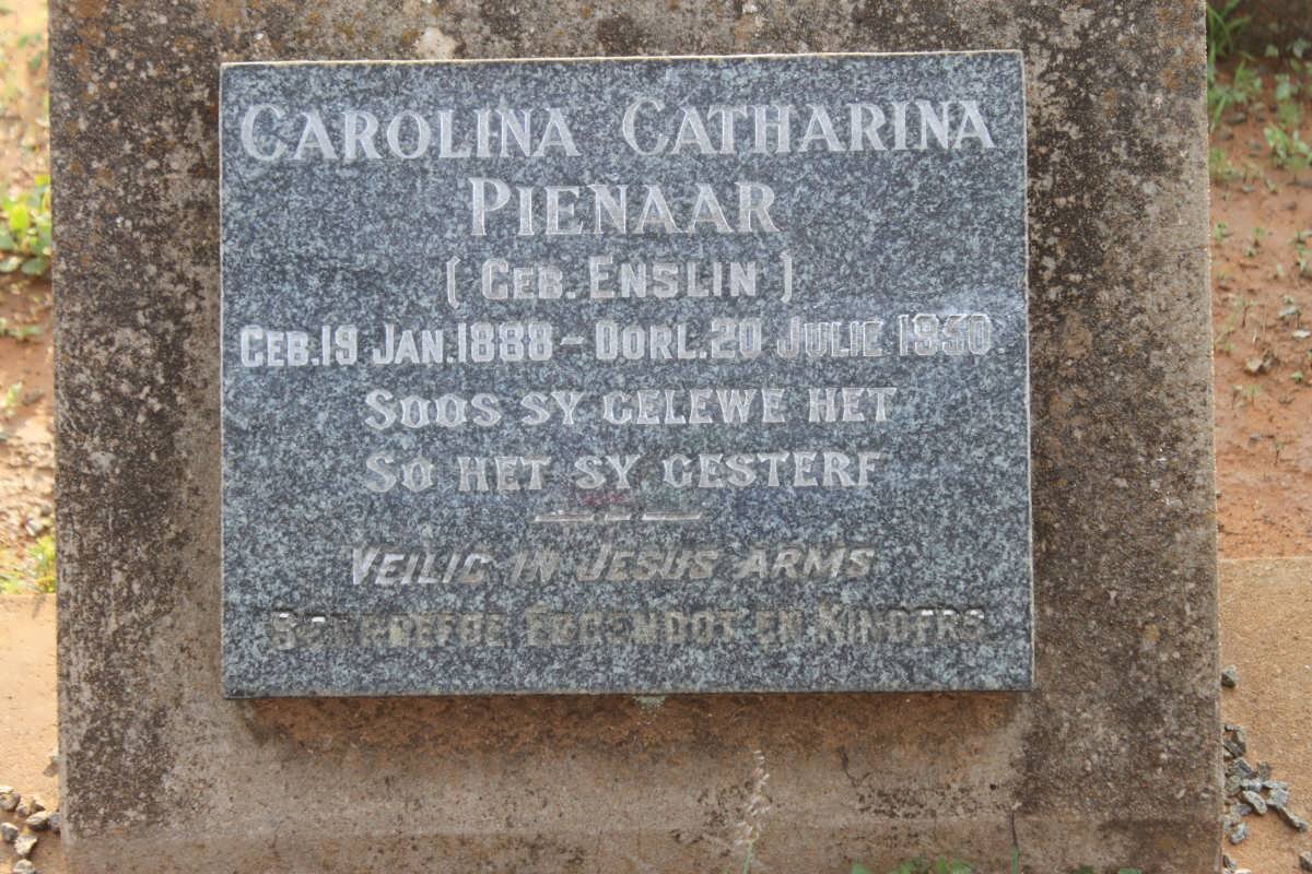 PIENAAR Carolina Catharina nee ENSLIN 1888-1950