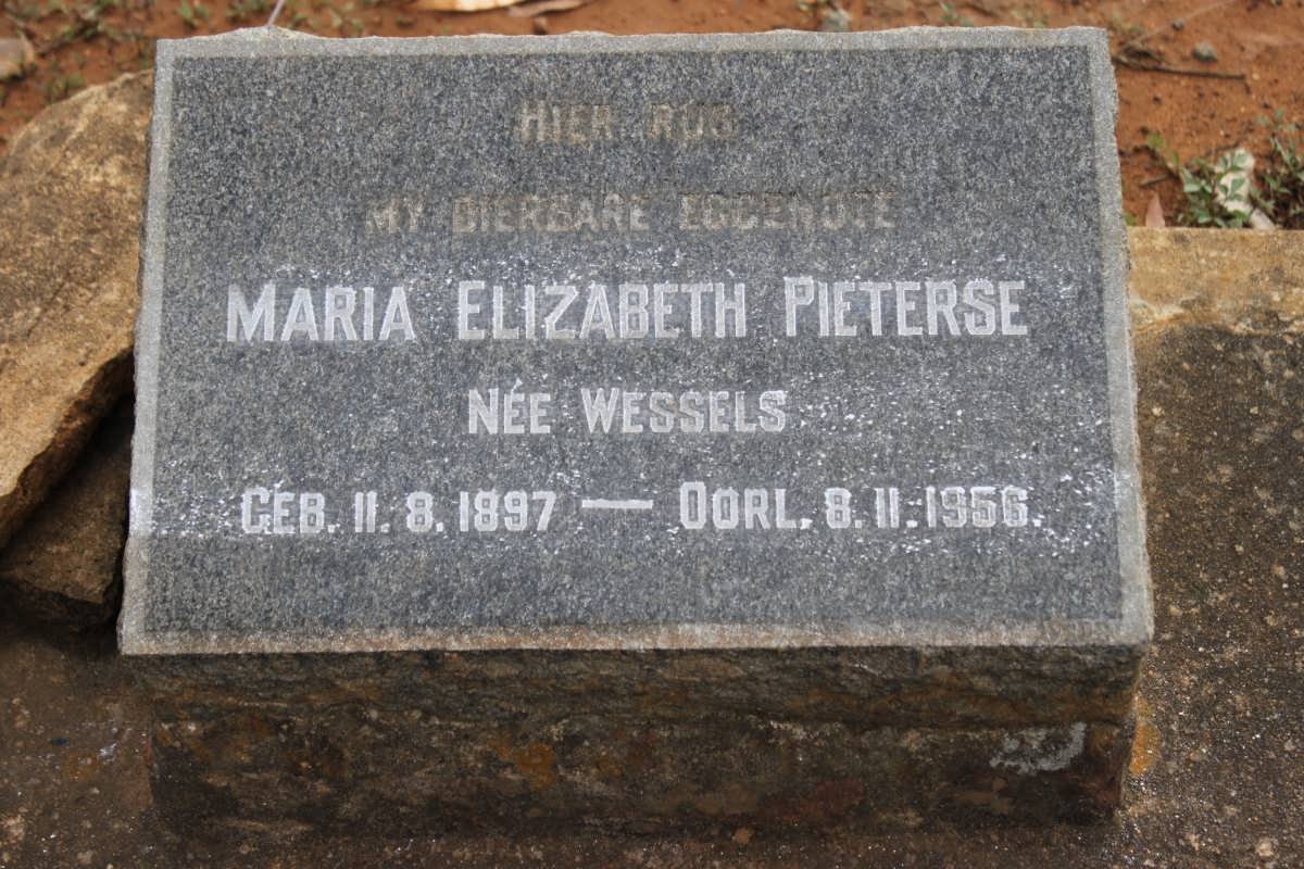 PIETERSE Maria Elizabeth nee WESSELS 1897-1956