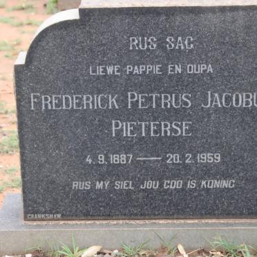 PIETERSE Frederick Petrus Jacobus 1887-1959