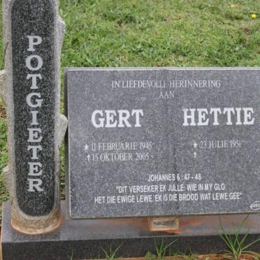 POTGIETER Gert 1945-2005 &amp; Hettie 1951-