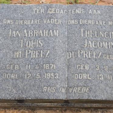 PREEZ Jan Abraham Louis, du 1871-1953 &amp; Theuncina Jacomina VILJOEN 1877-1955