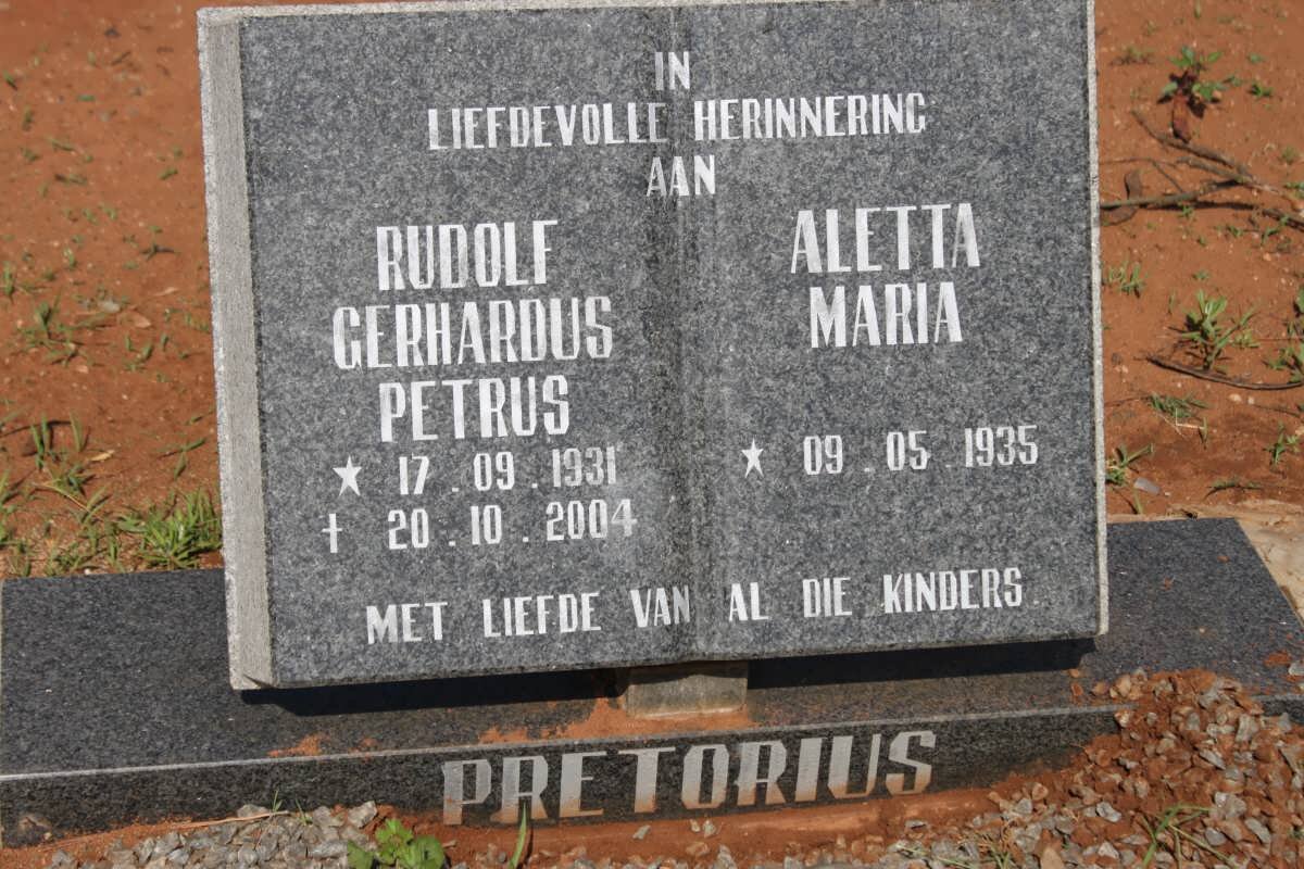 PRETORIUS Rudolf Gerhardus Petrus 1931-2004 &amp; Aletta Maria 1935-