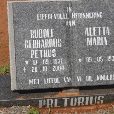 PRETORIUS Rudolf Gerhardus Petrus 1931-2004 &amp; Aletta Maria 1935-