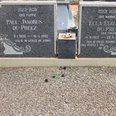 PREEZ Paul Jakobus, du 1900-1982 &amp; Ella Elizabeth VORSTER 1902-1966