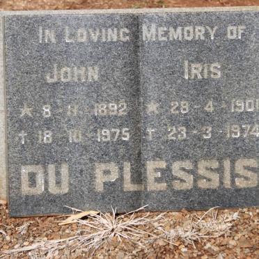 PLESSIS John, du 1892-1975 &amp; Iris 1901-1974