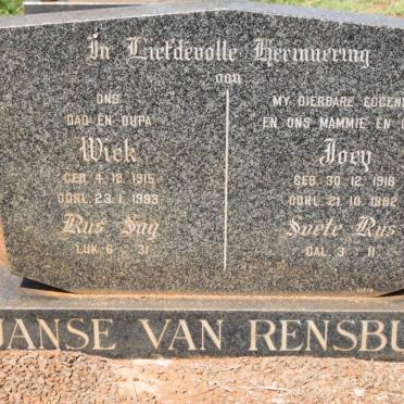 RENSBURG Wick, Janse van 1915-1993 &amp; Joey 1918-1982
