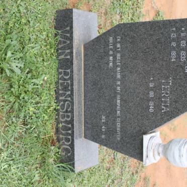 RENSBURG Johan, van 1935-1994 &amp; Tertia 1940-