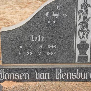 RENSBURG Lettie, Jansen van 1916-1984