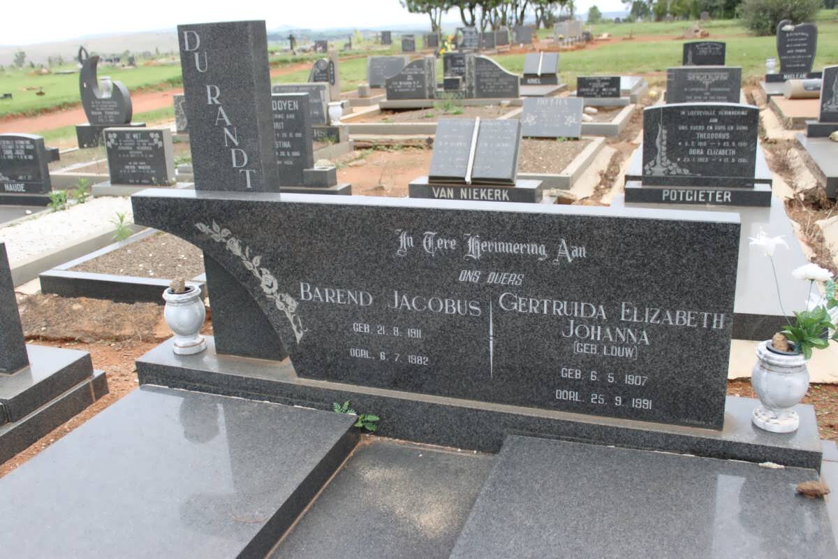 RANDT Barend Jacobus, du 1901-1982 &amp; Gertruida Elizabeth Johanna 1907-1991