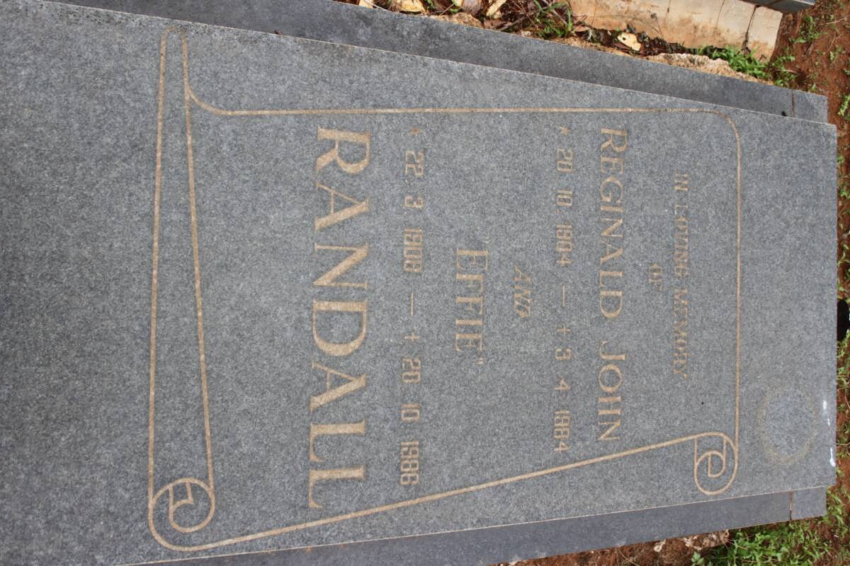 RANDALL Reginald John 1904-1984 &amp; Effie 1908-1986