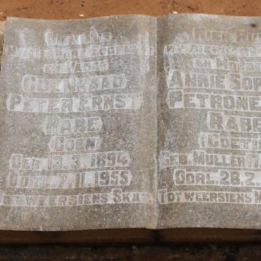 RABE Coenraad Peter Ernst 1894-1955 &amp; Annie Sophia Petronella MULLER 1894-1947