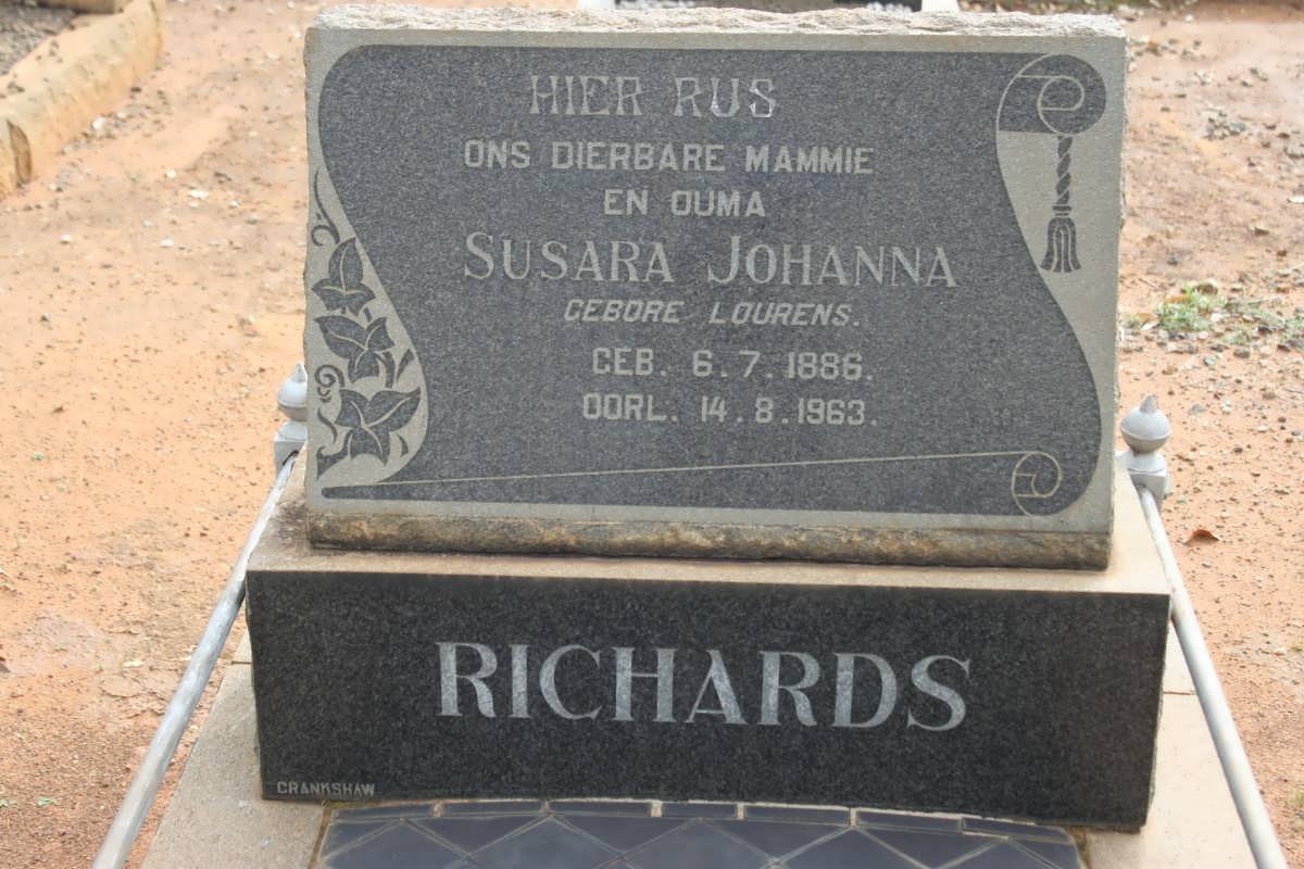 RICHARDS Susara Johanna nee LOURENS 1886-1963