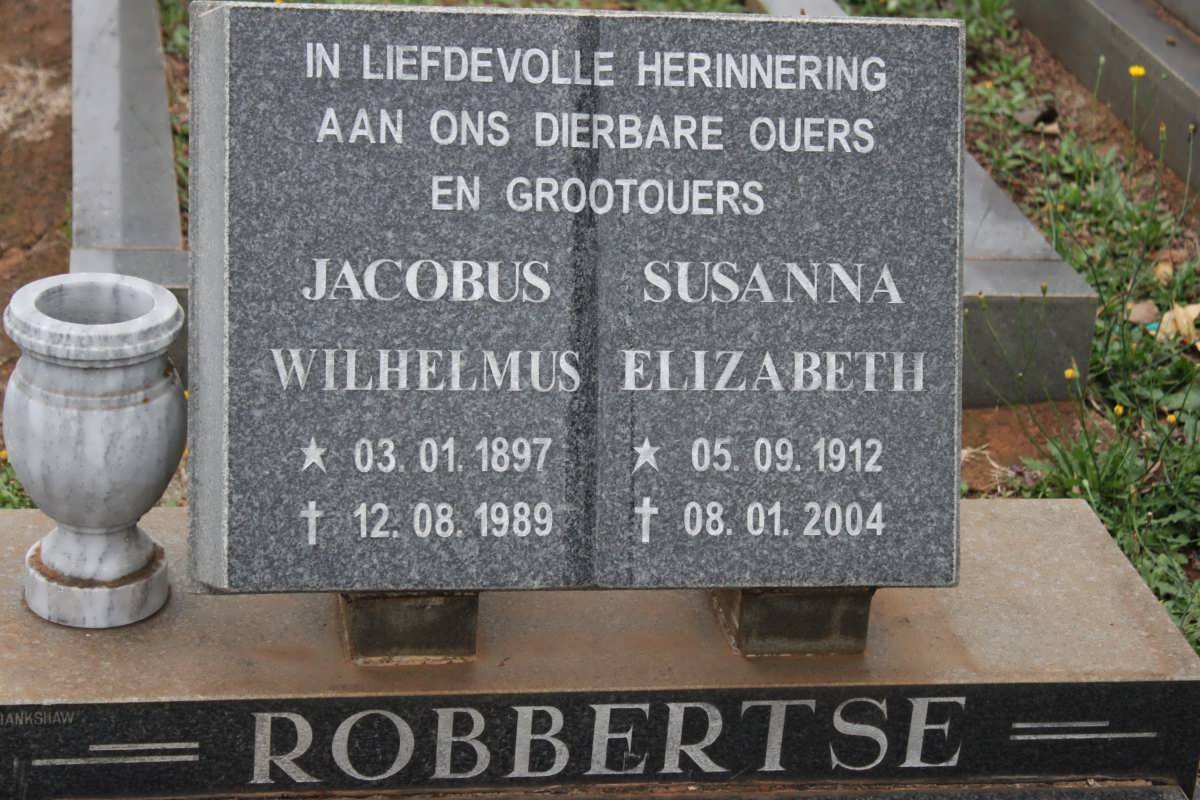 ROBBERTSE Jacobus Wilhelmus 1897-1989 &amp; Susanna Elizabeth 1912-2004
