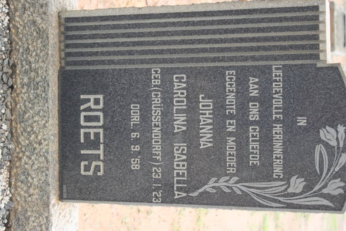 ROETS Carolina Isabella nee GRÜSSENDORFF 1923-1958