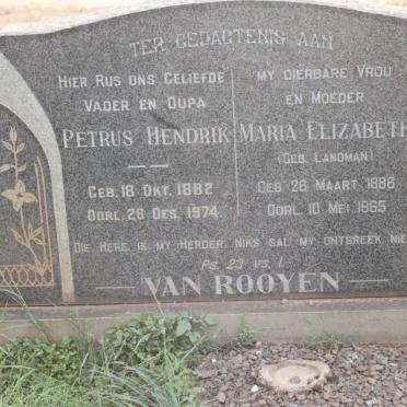 ROOYEN Petrus Hendrik, van 1882-1974 &amp; Maria Elizabeth LANDMAN 1886-1965