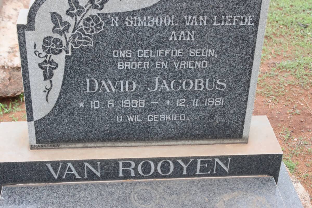 ROOYEN David Jacobus, van 1958-1981